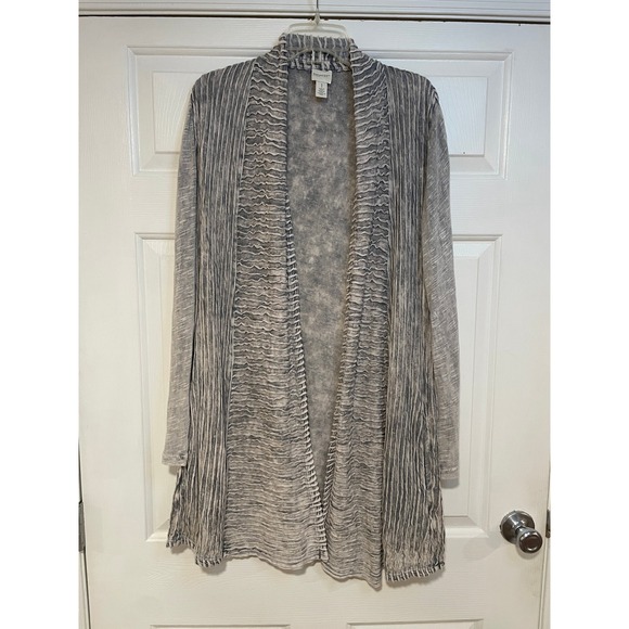 Zenergy by Chico's Sweaters - Chicos Zenergy Gray Duster Lightweight Cardigan Open Front Long Pockets 1 M